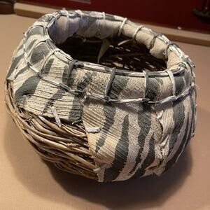 Handmade Ethiopian Basket zebra print